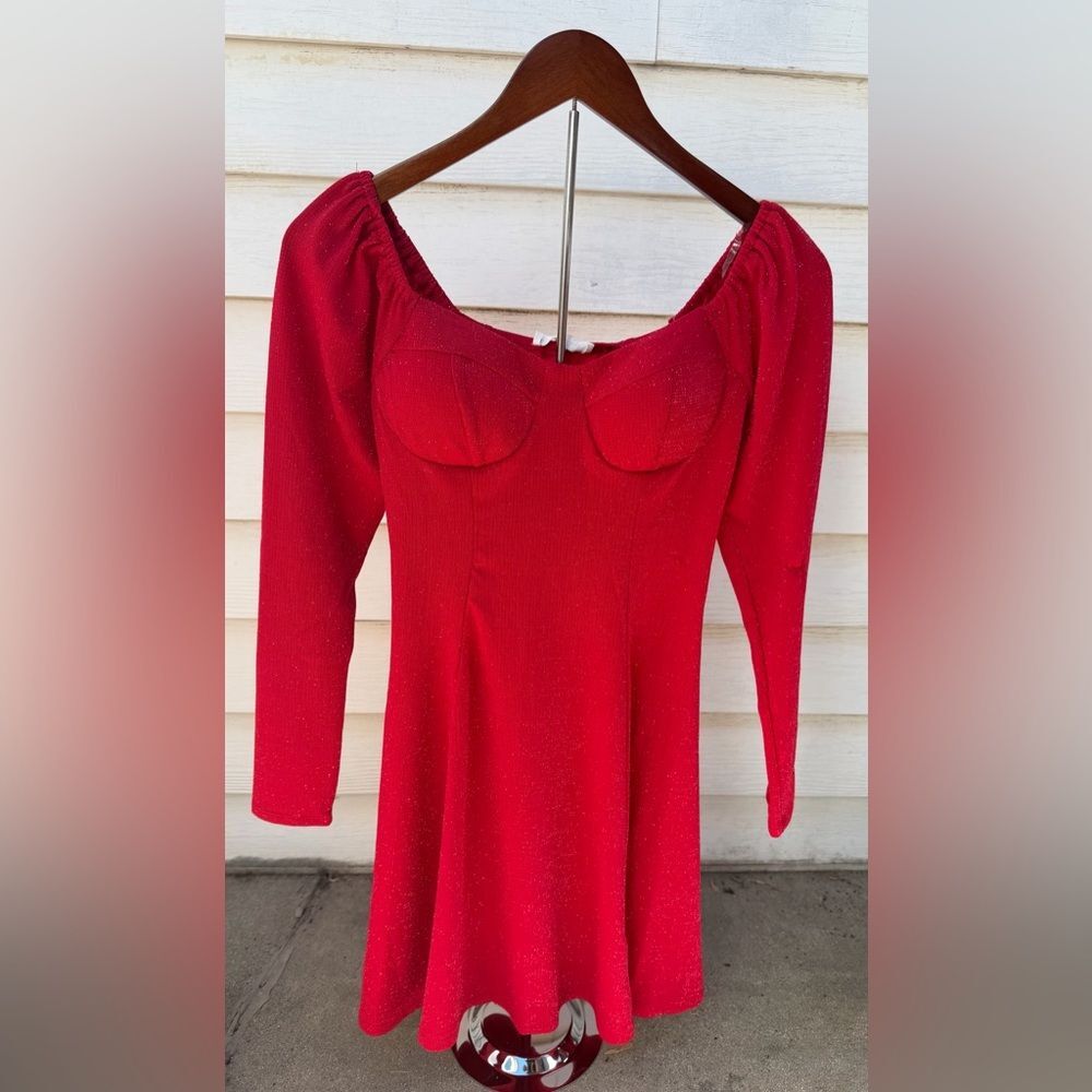 Lily Rose Molded Cup Glitter Knit Skater Dress - NWT